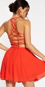 Red Chiffon Skater Dress